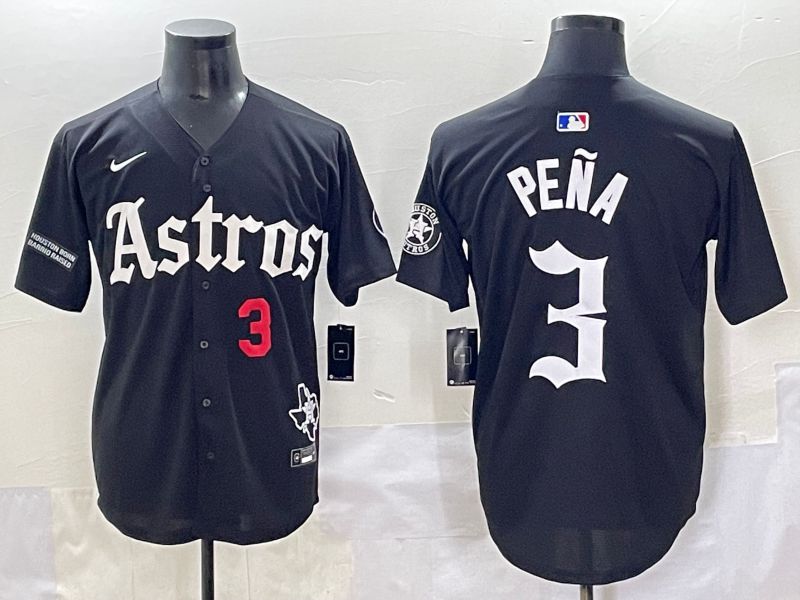 Men 2025 Houston Astros #3 Pena Black Five generations Joint Name Nike MLB Jersey style 4